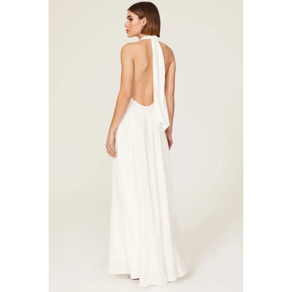 Rixo Jordyn Halter Gown White Low Back Viscose Size S - Picture 4 of 9